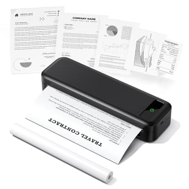 TATTMUSE Stampante Portatile A4, Stampante Termica Compatibile con iPhone/PC/USB, iOS/Android via Wireless Bluetooth, Stampa Contratti/Ricevute/Documenti, Senza Inchiostro Stampa in Nero e Bianco