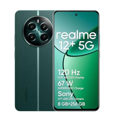realme 12+ 5G Smartphone 8+256 GB con NFC, Sony LYT-600 OIS, Chipset Dimensity 7050 5G, Display AMOLED da 120 Hz, Smart Touch antipioggia, SUPERVOOC da 67 W, Pioneer Green(no adapter)
