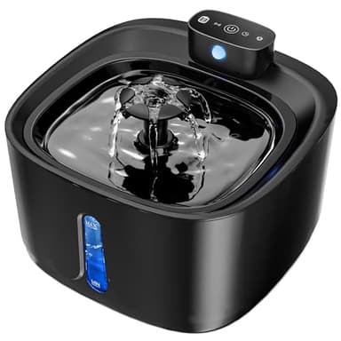 Fontanella per Gatti senza Fili, 3.2L 4000mAh Fontanella Gatto con Sensore di Movimento, 3 Modalità di Funzionamento Fontanella Gatti, Ultra Silenziosa Fontana per Gatti Ricaricabile - Nero