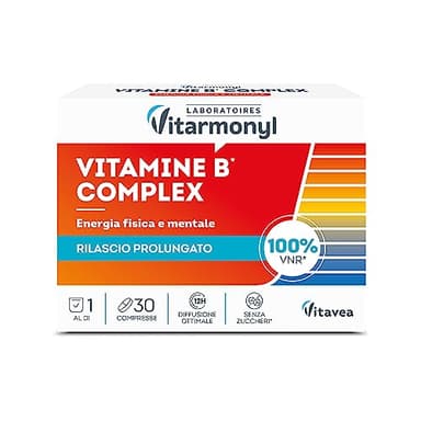 Vitamine B Complex - Energia Fisica e Mentale - Integratori Stanchezza - Multivitaminico - Vitamina B - Senza Zuccheri - 30 Compresse - Vitarmonyl
