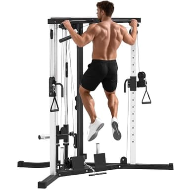 SPORTNOW Power Tower con 15 Posizioni Regolabile, Stazione Fitness con Sbarra per Trazioni e Bilanciere, Palestra Multifunzione in Acciaio, per Home Gym Casa, 170x139x200 cm, Nero