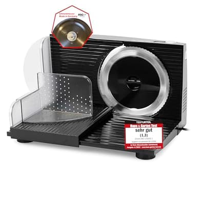 EMERIO Taglierina tutto ''Made in EU'', in acciaio inox prodotto in Germania, regolabile 0-17 mm, senza BPA, pieghevole, con interruttore di sicurezza, Eco 100 Watt, MS-125000.1, nero