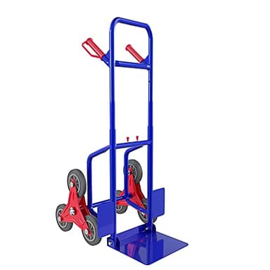 Carrello A Mano Montascale Portapacchi Portata Max 200 Kg Carrellino Pieghevole Impilatore In Acciaio Tubolare Ruote In Gomma Dura Trasporto Pacchi Grandi Portacasse Portasacchi 112 x 61 x 44 Cm Blu