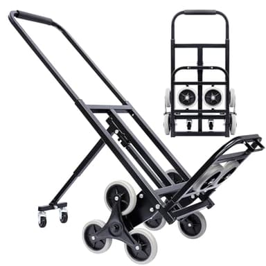 Carrello Tre Ruote per Scale, Max 100 kg/170kg,Carrello Saliscale Pieghevole,Metallo