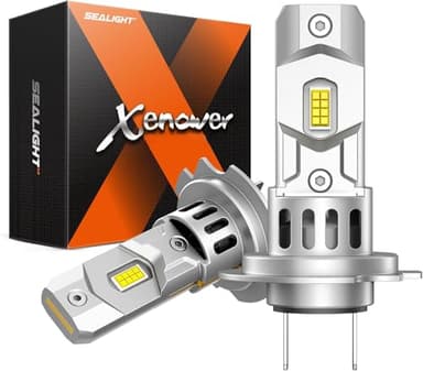 SEALIGHT Lampadina H7 LED 140W 33000LM, luminosità 7 volte superiore, formato mini 1:1 con ventola di raffreddamento da 14000 giri/min, 900% 6500K bianco freddo, Plug and Play, Confezione da 2