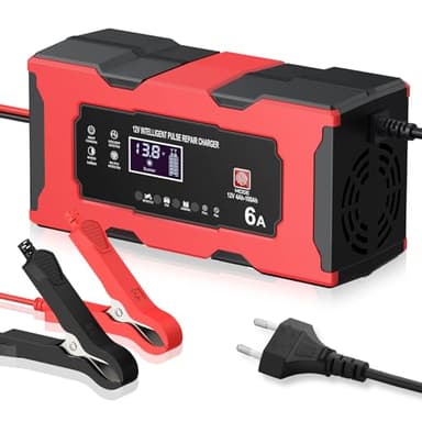 EYPINS Caricabatterie Auto 12V 6A, Carica Batteria Intelligente Auto,Mantenitore Batteria con Schermo LCD per Auto,Moto,Barca