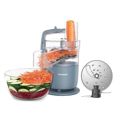 Kenwood MultiPro Go FDP22.130GY Robot Tritatutto da Cucina, Tagliaverdure Elettrico per Tritare, Tagliare, Grattugiare e Impastare con Accessorio Express Serve, Ciotola 1.3L, 650w