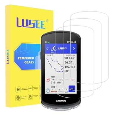 LUSEE 3 Pezzi Vetro Temperato per Garmin Edge 1040/1040 Solar / 1030/1030 Plus, Pellicola Protettiva Protezione per Schermo [Durezza a 9H] [Chiaro HD] Anti Graffio e Anti Impronta
