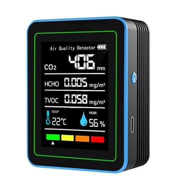 Monitor di qualità dell'aria per interni: sensore di temperatura e umidità con CO2, TVOC, HCHO, rilevatore portatile professionale, misuratore di qualità dell'aria 5 in 1 per casa, ufficio, scuola