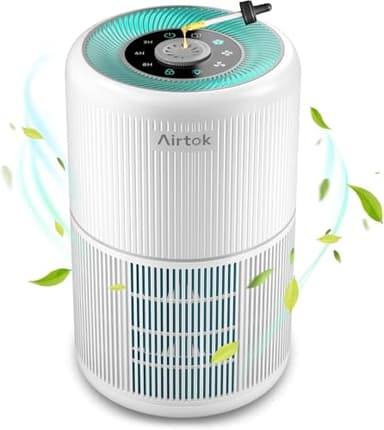 AIRTOK Purificatore Aria, con Funzione Aromaterapia H13 Filtro HEPA Elimina il 99,97% dell'Odore di Polline di Polvere, Purificatore d'Aria per Allergie e Asma, 3 Velocità|Casa, Ufficio