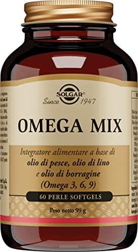 Solgar Omega Mix - 60 perle softgels - Integratore alimentare con olio di pesce, olio di semi di lino e olio di borragine, fonti di Omega-3, Omega-6 e Omega-9