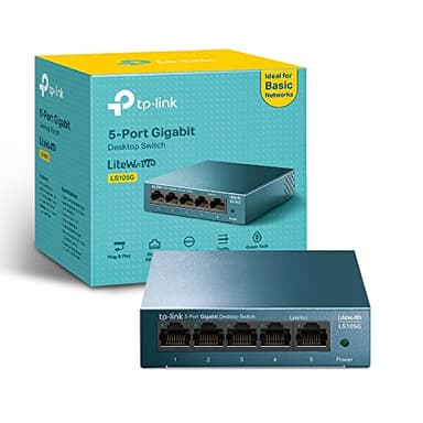 TP-Link Ls105G Switch Ethernet 5 Porte Gigabit, Sdoppiatore Ethernet, Struttura In Metallo, 802.1P/Dscp Qos, Funzionamento Silenzioso, Montaggio Desktop, Blu, ‎9.98 x 9.8 x 2.5 cm; 190 grammi
