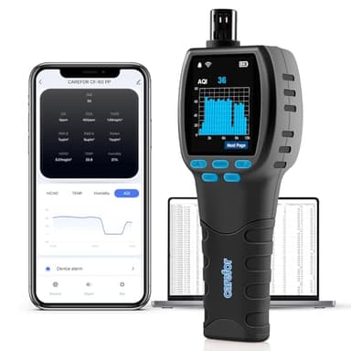 Upgraded CF‑60 PP SMART Monitor Professionale della qualità dell'aria, Rilevatore della qualità dell'aria 16 in 1 con registratore dati in tempo reale con grafici su schermo delle 12 ore