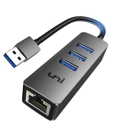 Adattatore USB Ethernet, Hub USB in Alluminio con Porta Ethernet LAN RJ45 Cavo di Nylont e 3 5Gbps Portas USB 3.0, Multipla Porta Compatibile con MacBook, iMac, XPS, Surface Pro, Windows, Linux