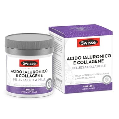 SWISSE Collagene e Acido Ialuronico - Collagene Integratore Donna Uomo con Vitamina C, E, Rame Protegge dallo Stress Ossidativo per Pelle Elastica, Integratori Attenua Rughe 30 Compresse Made in Italy