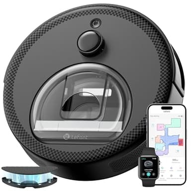 LEFANT M330 Robot Aspirapolvere con Mappatura, 5000Pa, 150min, Navigazione dToF, Evitamento ostacoli PSD, Area virtuale, WiFi/Alexa 2,4GHz e 5GHz, Nero