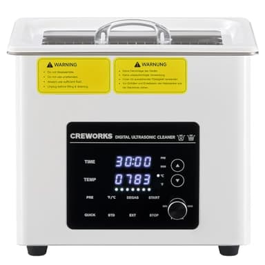 CREWORKS 3L Pulitore Ultrasuoni Digitale 120W Vasca Ultrasuoni con Modalità Degas e 7 Livelli di Oscillazione 3 Modalità 100W Riscaldatore e Timer per Orologi Occhiali Uso Domestico