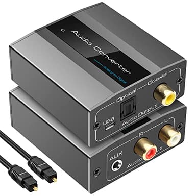 Convertitore Analogico Digitale Convertitore Audio da RCA L R e 3.5 mm jack a Coaxial Toslink con Cavo Toslink e Cavo di Alimentazione per PS4 Xbox 360 HDTV Blue Ray Sky HD DVD