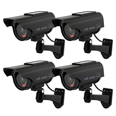 TOROTON Telecamera Finta 4 Pezzi, Telecamere Fittizie di Sorveglianza da Esterno/Interno Energia Solare Videocamera Antifurto con LED Lampeggiante CCTV d'Imitazione