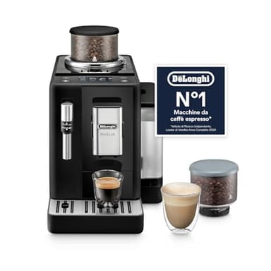 De’Longhi Rivelia – Perfetto Macchina da Caffè Automatica, Montalatte Classico, 8 Bevande in un Solo Tocco, Display Touch a Colori, Contenitori Chicchi di Caffè Intercambiabili, Nero (EXAM440.35.B)