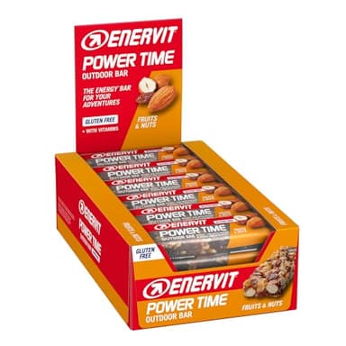Enervit Power Time Frutta Secca, Barrette Energetiche, Snack Vegano e Senza Glutine, Per Attività Outdoor, 24 Pezzi da 35g