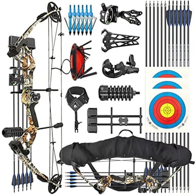 ZSHJGJR Kit Arco Compound per Adulti Principianti 30-60 libbre Tiro con l'arco Kit Archi Arco compound con Accessori frecce Arco compound da caccia Professionale Competizioni Compound bow (Camo)