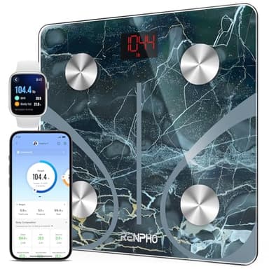 RENPHO Elis 1 Bilancia Pesapersone, Professionale Bilancia Impedenziometrica Bluetooth Bilancia Pesa Persona Digitale con App - Misura Peso Corporeo, Massa Grassa, BMI, Massa Muscolare, Marmo