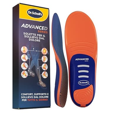 Dr. Scholl’s Advanced Pain Relief Solette Ortopediche, Solette Scarpe e Stivali, Sollievo Dolore Piedi e Tallone, Fascite Plantare, Supporto Arco Plantare, Ammortizzazione Extra, Fino 150 Kg, 42-42.5