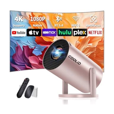 Mini Proiettore Full HD 1080P, Proiettore Portatile Videoproiettore [App integrata] WiFi 6 Bluetooth 5.4 Proiettore Auto Keystone, Chiavetta TV/USB/Laptop/HDMI/iOS, con Cavo HDMI -RoseGold