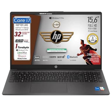 HP 250 G10, PC Portatile CPU Intel Core i7-1355U 13th 10 Core, fino a 5GHz, RAM 32GB, SSD 1Tb, Display 15.6" FHD, Wi-Fi 6, BT, WebCam, HDMI, Win 11Pro, cybersaver, Pronto all'Uso, 3 anni di garanzia