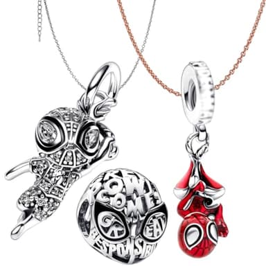 azttior 5pac Set di ciondoli in argento sterling S925 per bracciali e collane, pendente combinato con zirconi, portachiavi supereroe e pendente per donne e uomini, ideale per il compleanno