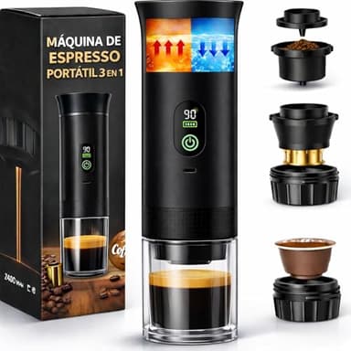 Caffettiera portatile capsule compatibile con Nespresso Dolce Gusto e Caffè Macinato - Versione migliorata 2026 - Coffe Machine - Macchina da caffè portatile a capsule universale con display LED e più