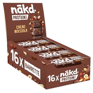 Nākd. Protein Cacao Nocciola | Barrette Proteiche | 7g di Proteine Vegetali | 100% Ingredienti Naturali | Senza Zuccheri Aggiunti | Vegan | 16 x 45g | 720g