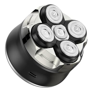 ETROBOT Rasoio Testa Calva, Rasoio Elettrico Barba, 5D Rasoio Capelli Uomo Testa con Rasoio Testa Magnetiche, Wet & Dry 100% Lavabile, USB Ricaricabile Senza Fili MOJO 1 2K