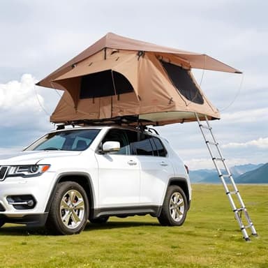 VEVOR Tenda Pieghevole da Tetto Rigida, Tenda da Tetto Naturnest Rigida per 2-3 Persone, Tenda da Tetto Rigida con Scala Telescopica e Materasso Spesso, Impermeabile per Jeep SUV Van Pickup Truck