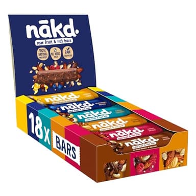 Nākd. Confezione Mista Nuovo Mix | Barrette Crude con Frutta e Frutta Secca | Ingredienti 100% Naturali | Senza Aromi o Zuccheri Aggiunti | Vegan | 18 x 35g | 630g