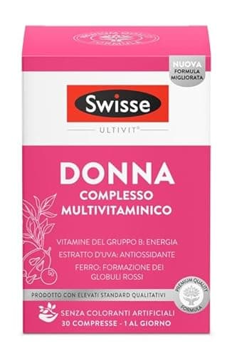 SWISSE Ultivit- Multivitaminico Donna con Vitamina D C A e Zinco per Supporto al Sistema Immunitario Adulti, Integratori con Magnesio e Biotina per Metabolismo Energetico, Made in Italy, 30 Compresse