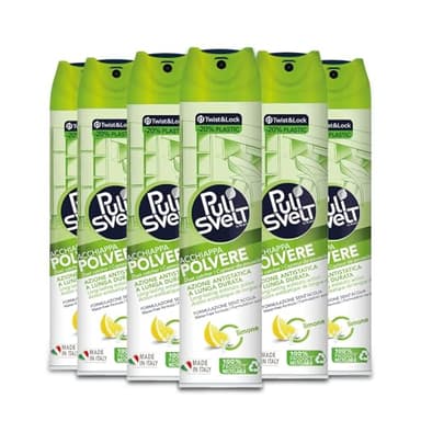 PULISVELT | Detergente Acchiappapolvere, Azione Antistatica a Lunga Durata, Cattura Polvere, Fragranza Limone, 300 ml x6