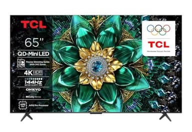 TCL 65Q6C 65" QD-Mini LED SMART TV, 4K HDR Premium 1000nits, con tecnologia Google TV (Dolby Vision IQ e Atmos, sistema audio Onkyo 2.1, Motion Clarity Pro a 144 Hz, Game Master)