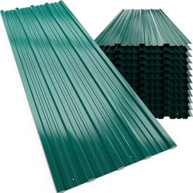 GARDEBRUK 12x Lamiere Zincate Profilate 129cm x 46cm = 7m² Lastre Trapezoidali Pannelli Copertura in Metallo Tetto Tettoia Lamiera Grecata Onduline Verde