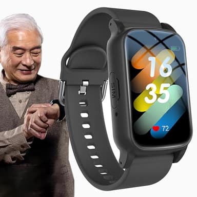 Vexorium Orologio Intelligente per Anziani con Rilevamento Cadute, Pulsante SOS, Localizzatore GPS, Allarme Personale per Demenza e Alzheimer,Nero