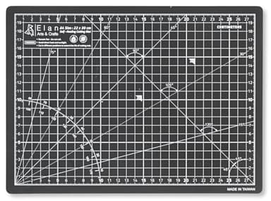 Elan Tappetino da Taglio A4 Nero, Piano da Taglio 22x30 cm, Tappetino Autorigenerante a 5 Strati, Tappeto Antitaglio PVC Riciclato, Cutting Mat A4