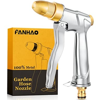 FANHAO Pistola da Giardino, 100% Metallo Pistola a spruzzo per Tubo da Giardino ad Alta Pressione, con ugello in Ottone, Per lavaggio auto, irrigazione Prato e Pulizia di marciapiedi/Giardini