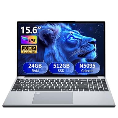 Portatile PC 15,6 pollici, Notebook 24GB RAM 512GB SSD processore N5095 grafica UHD, Computer portatile FHD 1920 * 1080 con WiFi 5/USB 3.0/tastierino numerico/tastiera retroilluminata/Touch ID Laptop
