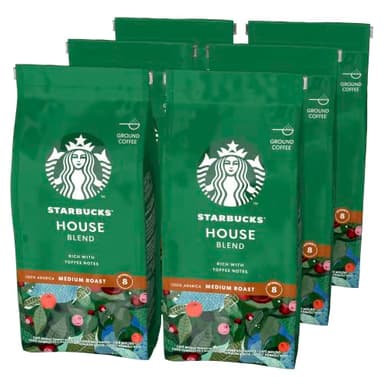 STARBUCKS House Blend Caffè Macinato Tostatura Media, 6 Sacchetti da 200g (1,2kg)