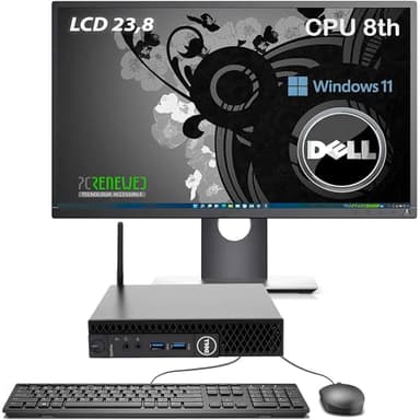 Mini pc fisso 3060 con windows 11 e office 2019, desktop con monitor Full HD 24/27 pollici, CPU i3 8100, wifi integrato , tastiera e mouse (Ricondizionato) (Postazione 24")