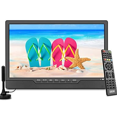 KCR TV digitale portatile DVB-T2, 14,0 pollici LED, batteria ricaricabile, Mini TV freeview, presa USB, telecomando, ingresso AV, HDMI-IN