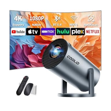 Proiettore portatile 1080P Mini Proiettore Videoproiettore, WiFi and Bluetooth Proiettore, Proiettorecompatibile con chiavetta TV/USB/laptop/HDMI 180° Auto Keystone iOS Android Grey