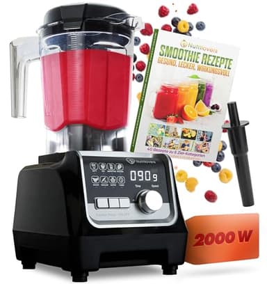 NUTRI-BLENDER MAX+ Frullatore ad Alte Prestazioni 2000 W, Professionale - 2 L, Tritan, Senza BPA, 9 Livelli, Timer Digitale Con Libro di Ricette