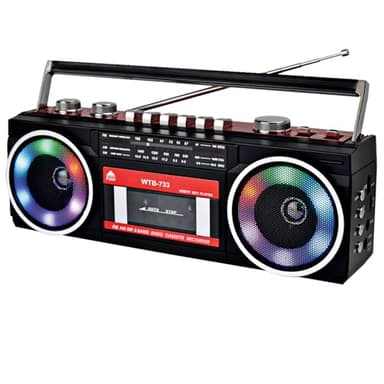 Registratore Lettore Cassette Retro Anni 80 con Boombox Bluetooth, Radio AM/FM/SW, Registrazione USB, Jack per Cuffie, Suono Stereo 16 Watt RMS, Alimentazione AC/DC